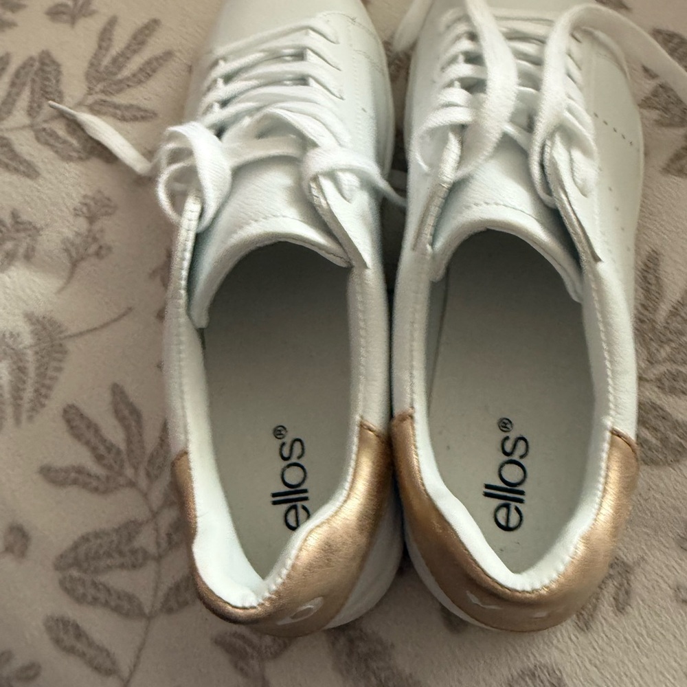 Ellos Women's White and Gold Athletic Shoes